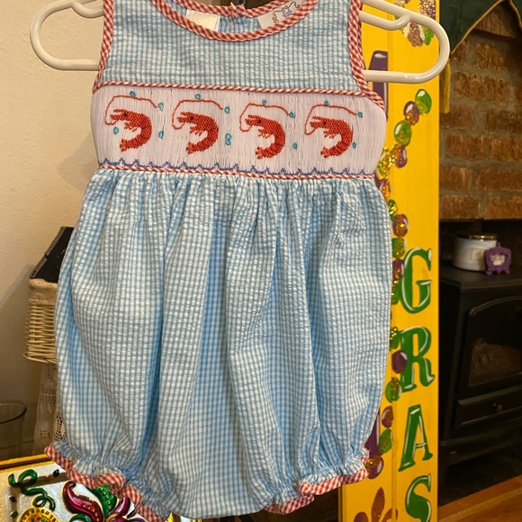 Lulu Bebe Infant Girls Smocked Romper size 6 months - Picture 4 of 13